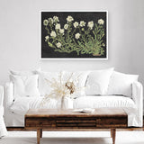 Vintage Flowers on Black Art Print
