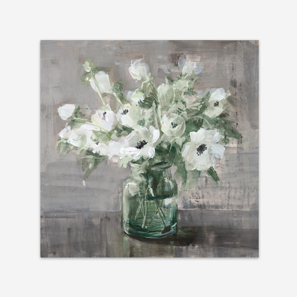 Fresh Anemones Sage (Square) Art Print