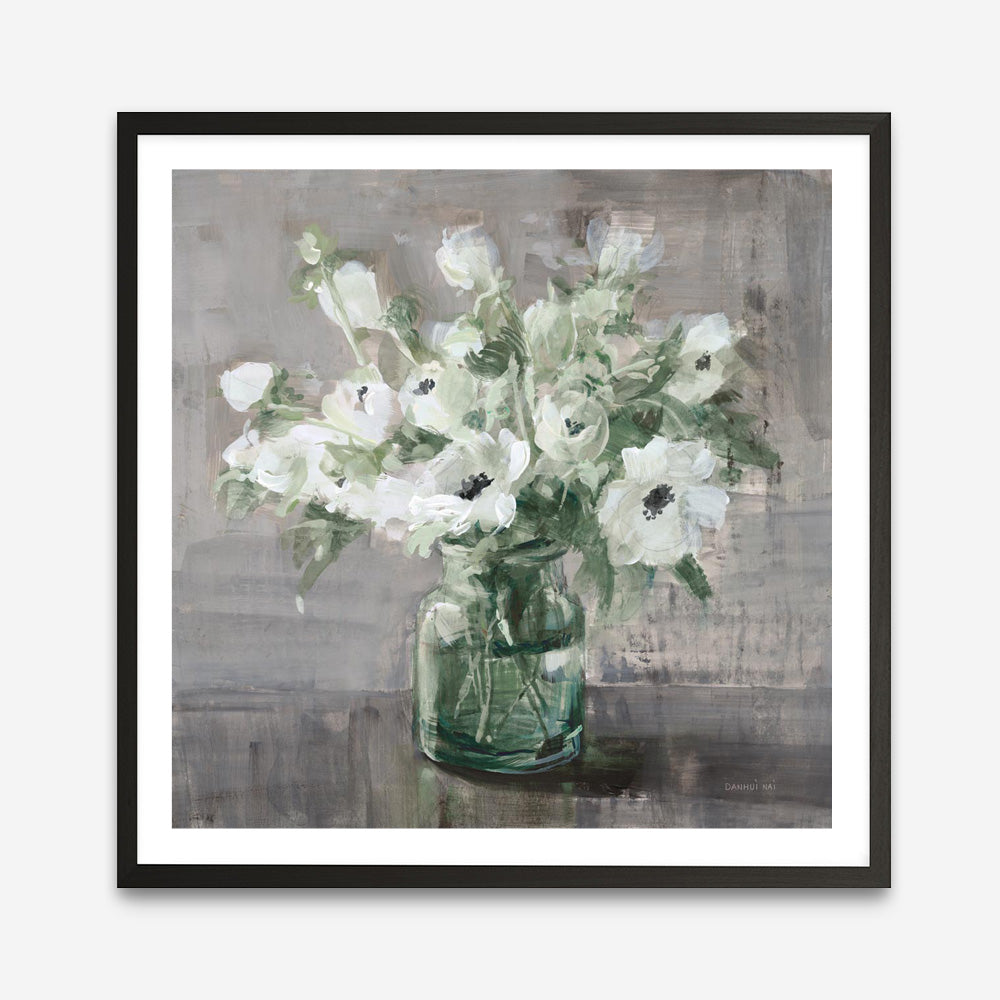 Fresh Anemones Sage (Square) Art Print