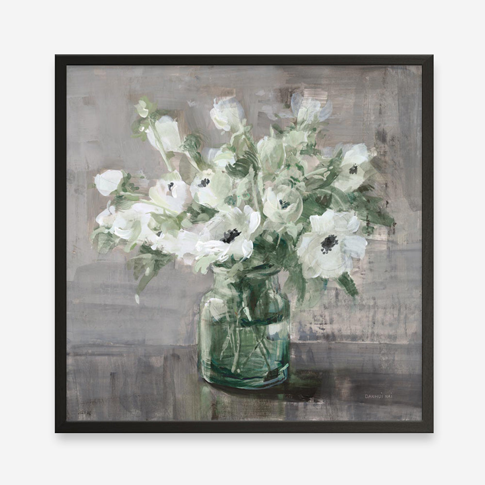 Fresh Anemones Sage (Square) Art Print