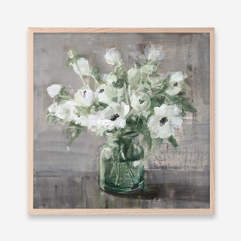 Fresh Anemones Sage (Square) Art Print