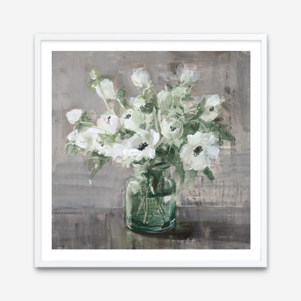 Fresh Anemones Sage (Square) Art Print