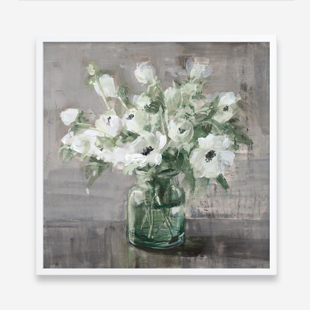 Fresh Anemones Sage (Square) Art Print