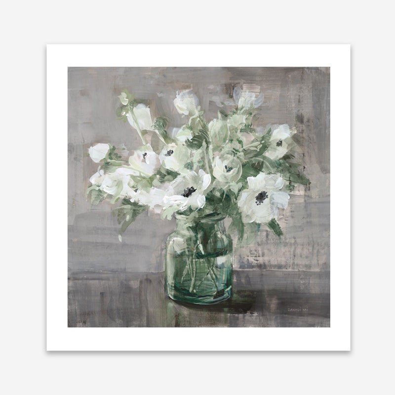 Fresh Anemones Sage (Square) Art Print