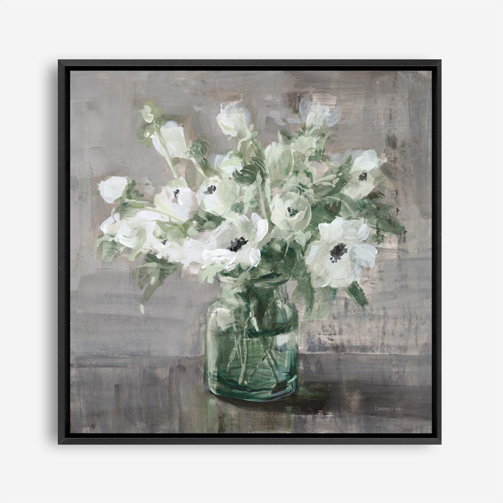 Fresh Anemones Sage (Square) Canvas Print