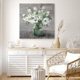 Fresh Anemones Sage (Square) Canvas Print