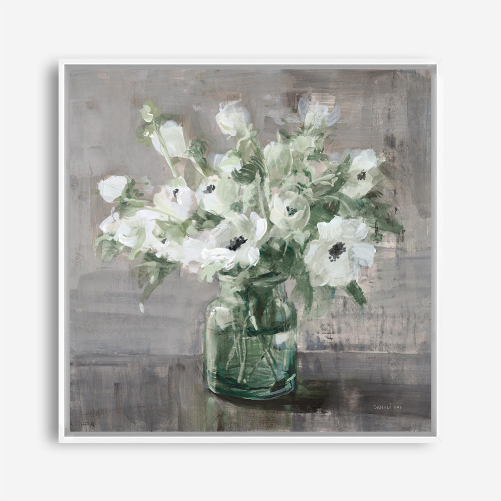 Fresh Anemones Sage (Square) Canvas Print