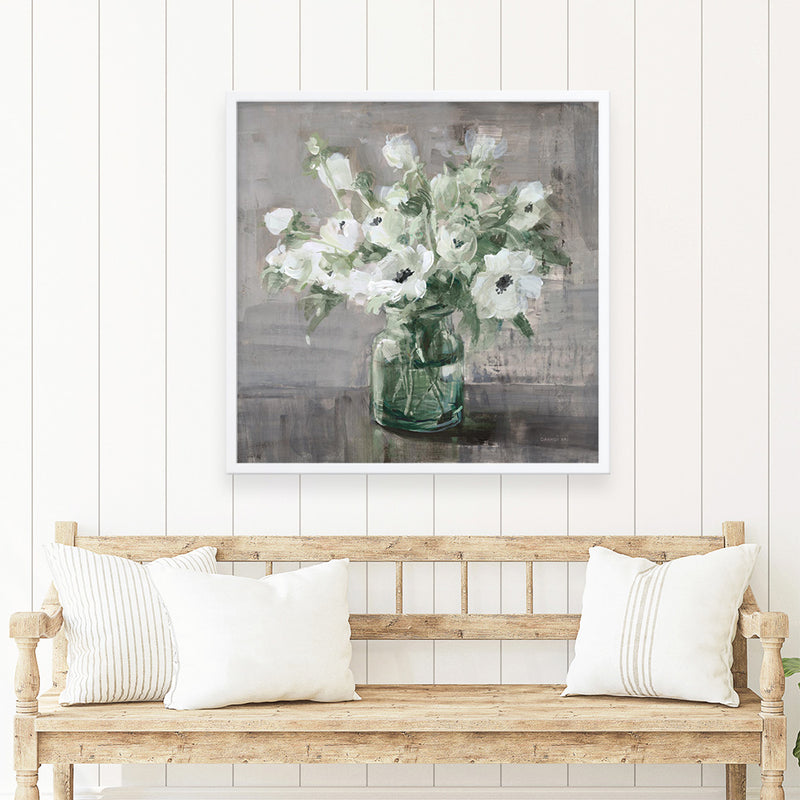 Fresh Anemones Sage (Square) Art Print