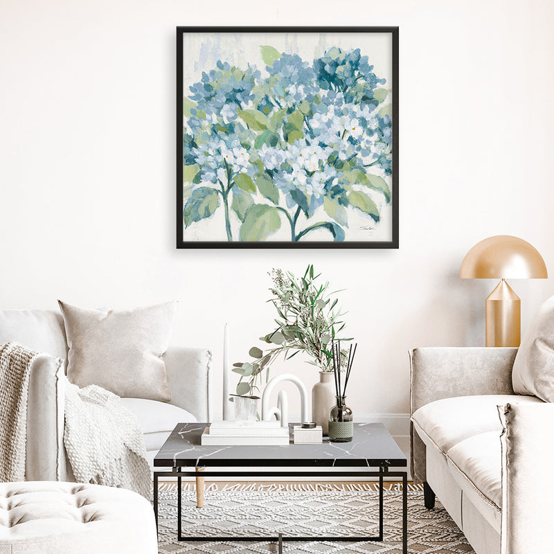Romantic Hydrangeas Blue (Square) Art Print