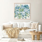 Romantic Hydrangeas Blue (Square) Art Print