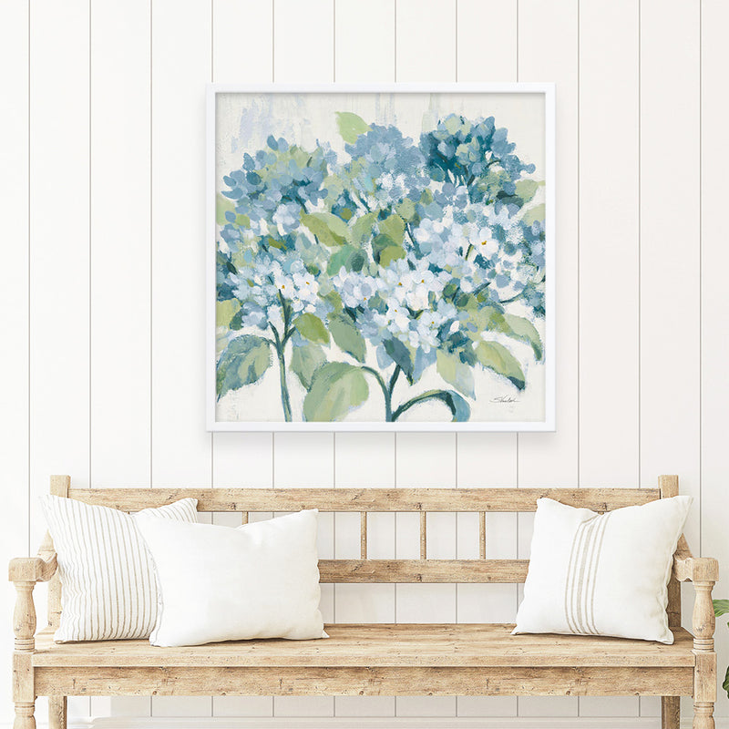 Romantic Hydrangeas Blue (Square) Art Print