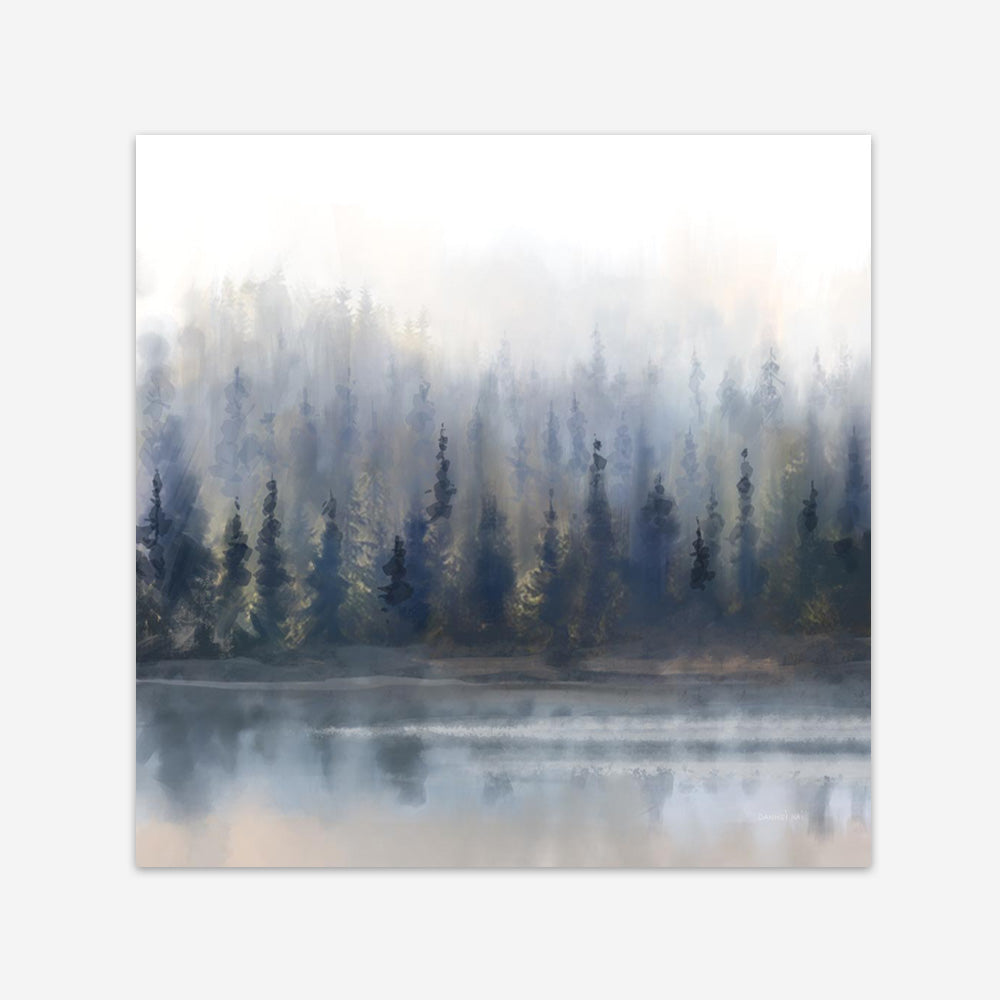 Misty Forest in Gray and Gold (Square) Art Print