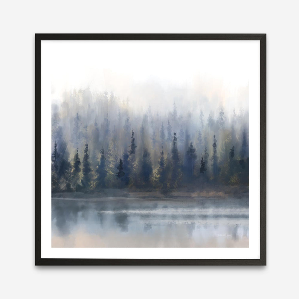 Misty Forest in Gray and Gold (Square) Art Print