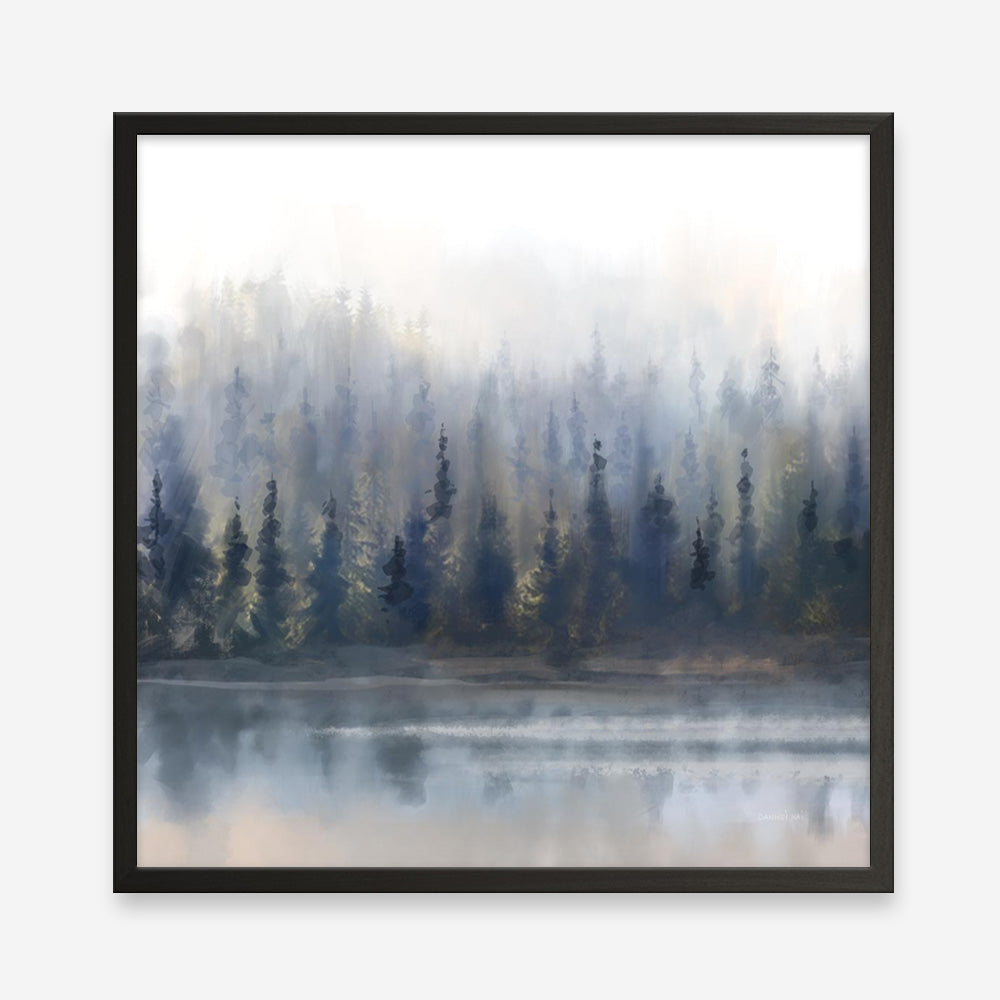 Misty Forest in Gray and Gold (Square) Art Print