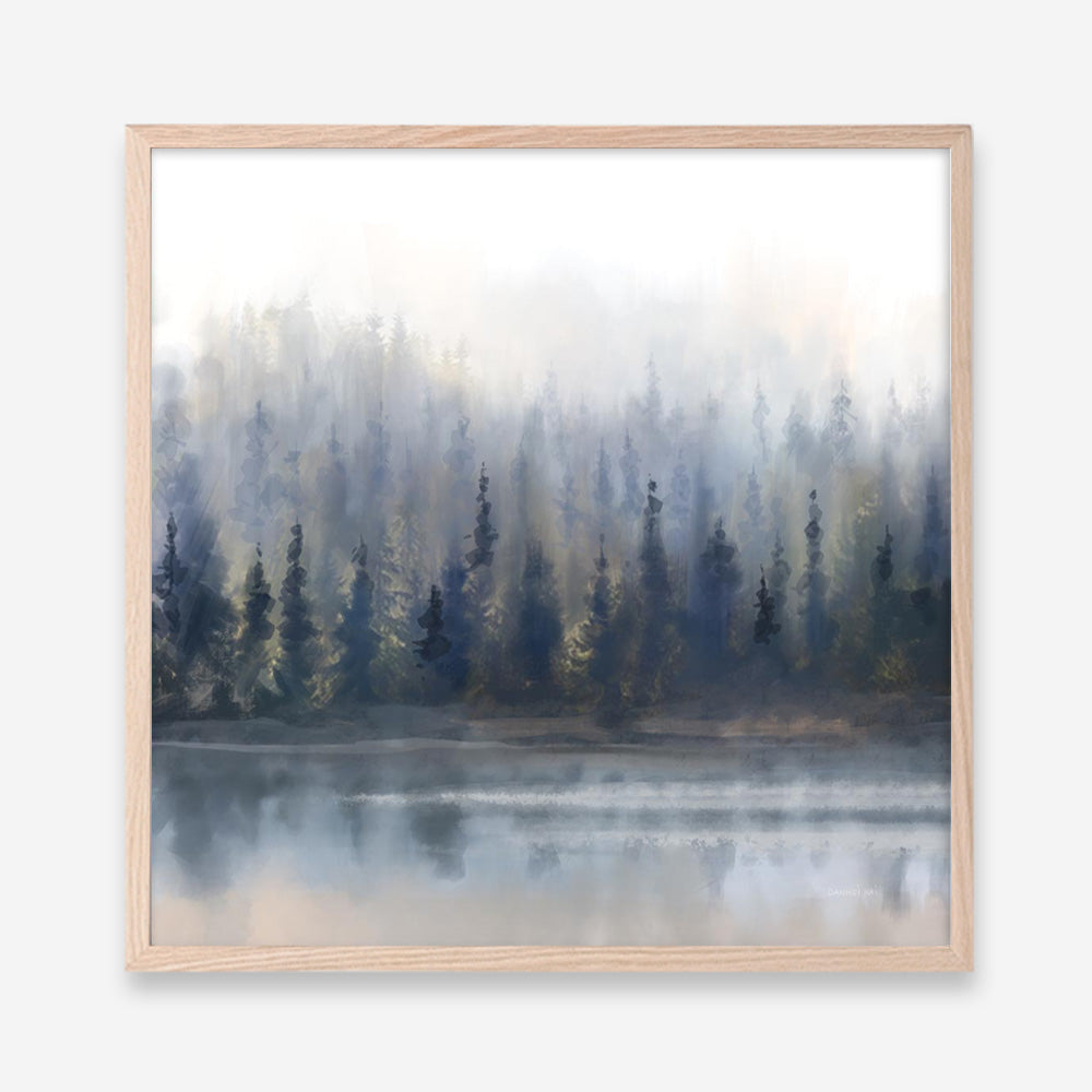 Misty Forest in Gray and Gold (Square) Art Print