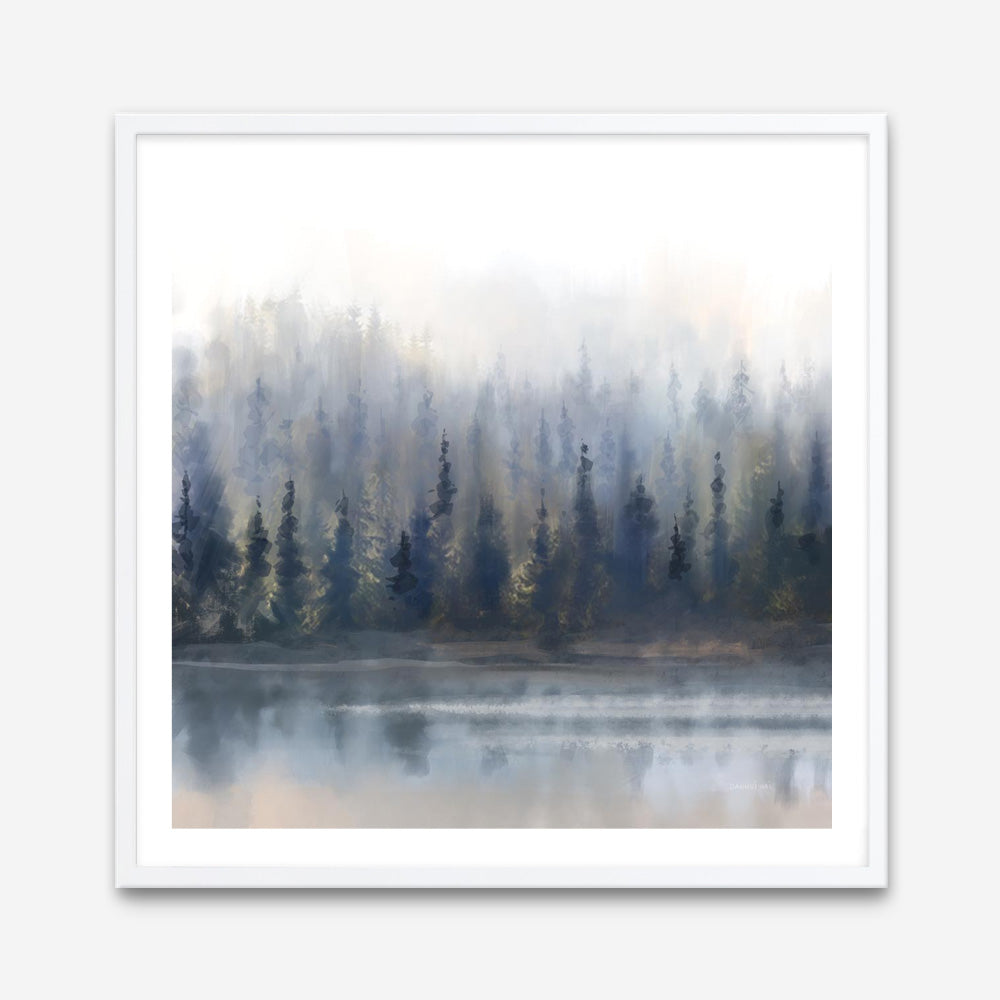 Misty Forest in Gray and Gold (Square) Art Print