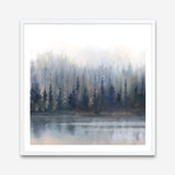 Misty Forest in Gray and Gold (Square) Art Print
