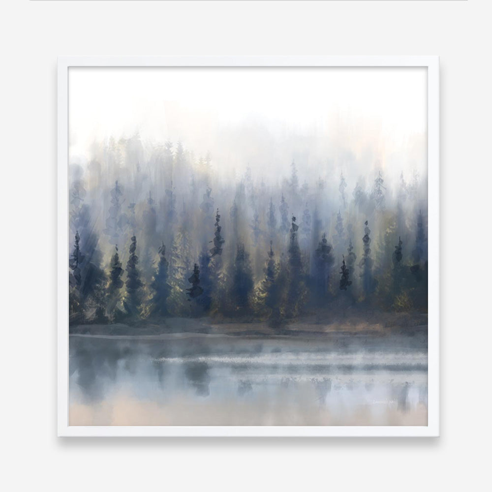 Misty Forest in Gray and Gold (Square) Art Print