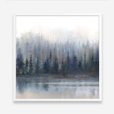 Misty Forest in Gray and Gold (Square) Art Print
