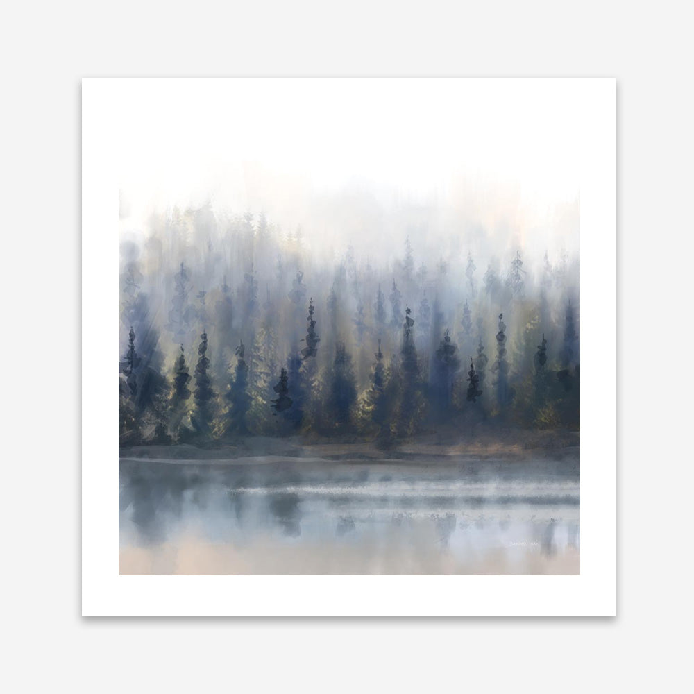 Misty Forest in Gray and Gold (Square) Art Print