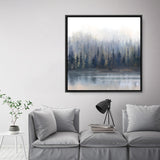 Misty Forest in Gray and Gold (Square) Canvas Print