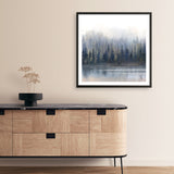Misty Forest in Gray and Gold (Square) Art Print