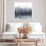 Misty Forest in Gray and Gold (Square) Art Print