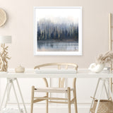 Misty Forest in Gray and Gold (Square) Art Print