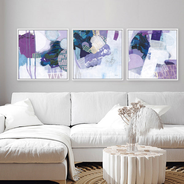 Abstract Layers III Purple (Square) Canvas Print