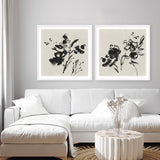 Black Florals I (Square) Art Print
