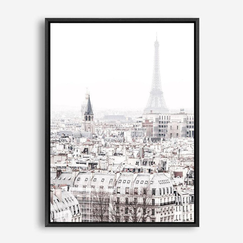 Shop Paris Rooftops Photo Canvas Print an Eiffel Tower France themed photography framed stretched canvas print from The Print Emporium wall artwork collection - Buy Australian made prints for the home and your interior decor space, TPE-747-CA-35X46-NF