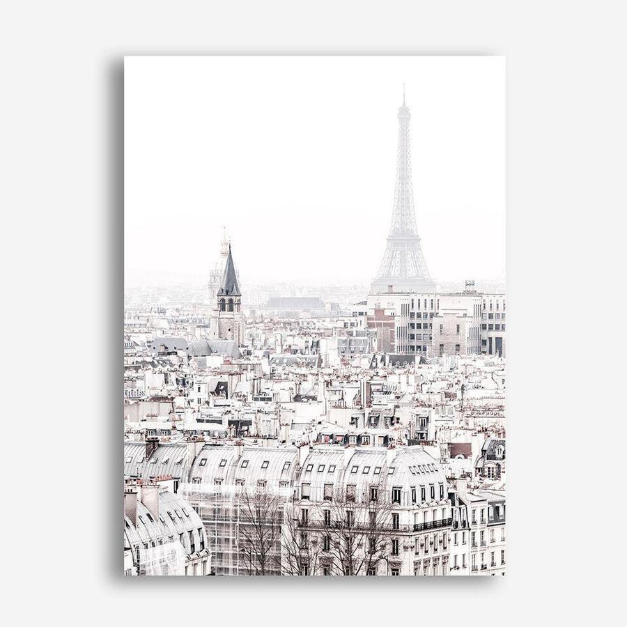 Shop Paris Rooftops Photo Canvas Print an Eiffel Tower France themed photography framed stretched canvas print from The Print Emporium wall artwork collection - Buy Australian made prints for the home and your interior decor space, TPE-747-CA-35X46-NF