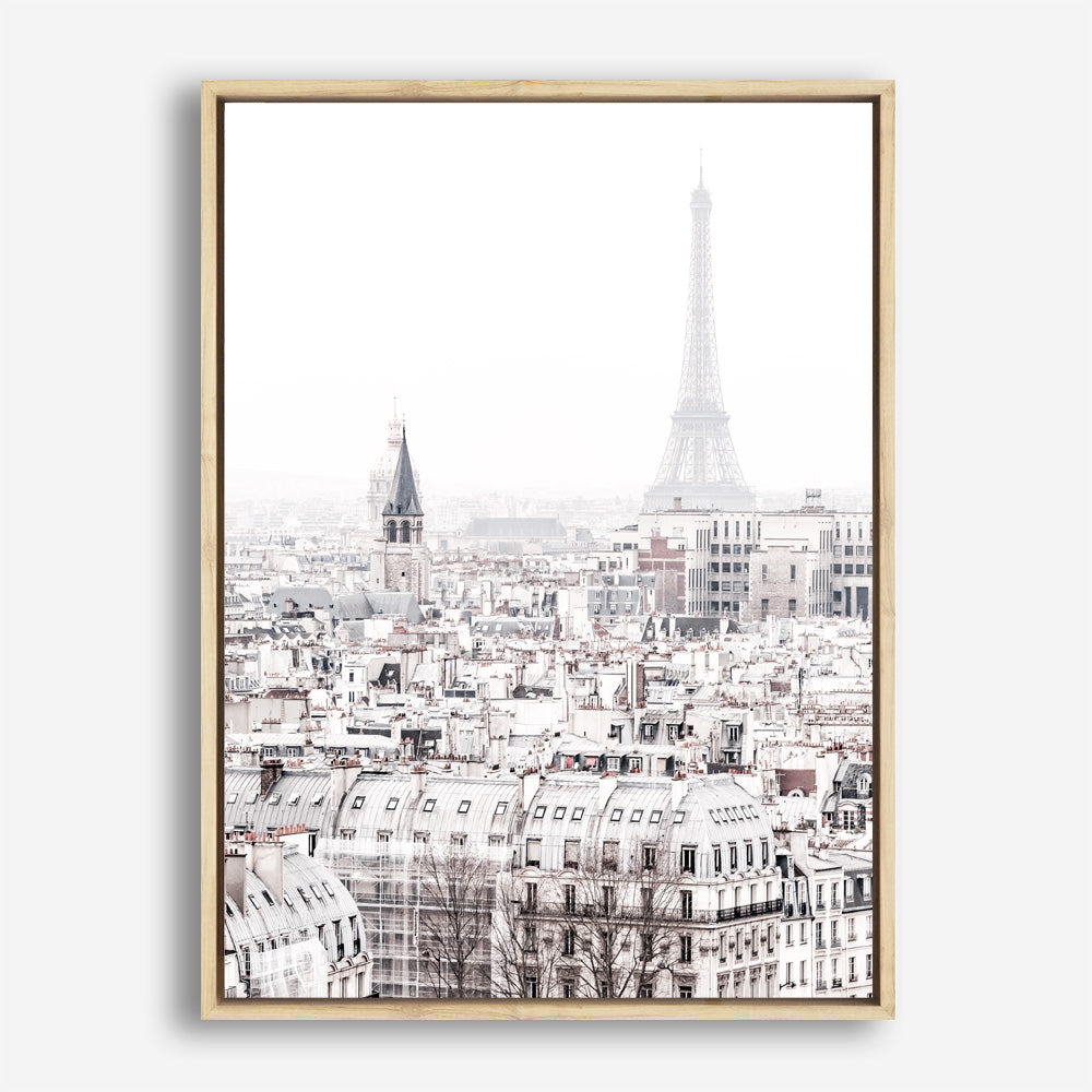 Shop Paris Rooftops Photo Canvas Print an Eiffel Tower France themed photography framed stretched canvas print from The Print Emporium wall artwork collection - Buy Australian made prints for the home and your interior decor space, TPE-747-CA-35X46-NF