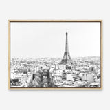 Shop Paris Skyline B&W Photo Canvas Print an Eiffel Tower France themed photography framed stretched canvas print from The Print Emporium wall artwork collection - Buy Australian made prints for the home and your interior decor space, TPE-298-CA-35X46-NF