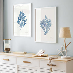 Sea Garden II & III Royal Blue Art Print Set
