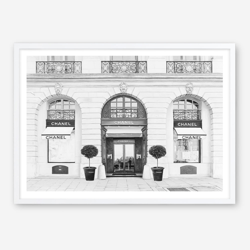 Shop 31 Rue Cambon B&W Art Print a Paris France fashion style themed painted wall art print from The Print Emporium wall artwork collection - Buy Australian made fine art painting style poster and framed prints for the home and your interior decor room, TPE-771-AP