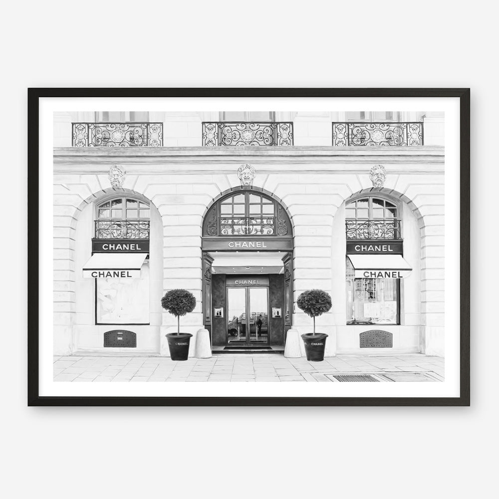Shop 31 Rue Cambon B&W Art Print a Paris France fashion style themed painted wall art print from The Print Emporium wall artwork collection - Buy Australian made fine art painting style poster and framed prints for the home and your interior decor room, TPE-771-AP