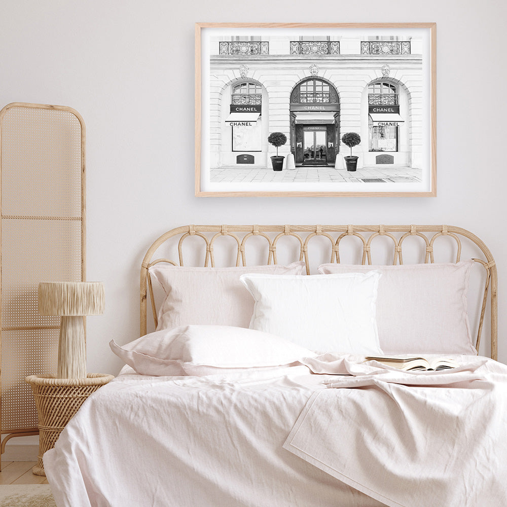 Shop 31 Rue Cambon B&W Art Print a Paris France fashion style themed painted wall art print from The Print Emporium wall artwork collection - Buy Australian made fine art painting style poster and framed prints for the home and your interior decor room, TPE-771-AP