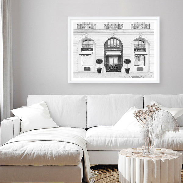 Shop 31 Rue Cambon B&W Art Print a Paris France fashion style themed painted wall art print from The Print Emporium wall artwork collection - Buy Australian made fine art painting style poster and framed prints for the home and your interior decor room, TPE-771-AP