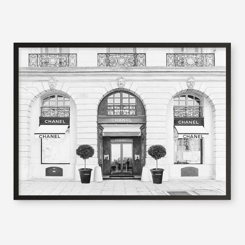 Shop 31 Rue Cambon B&W Art Print a Paris France fashion style themed painted wall art print from The Print Emporium wall artwork collection - Buy Australian made fine art painting style poster and framed prints for the home and your interior decor room, TPE-771-AP