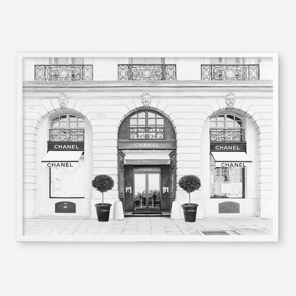 Shop 31 Rue Cambon B&W Art Print a Paris France fashion style themed painted wall art print from The Print Emporium wall artwork collection - Buy Australian made fine art painting style poster and framed prints for the home and your interior decor room, TPE-771-AP