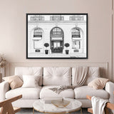Shop 31 Rue Cambon B&W Canvas Print a Paris France Fashion style themed painted framed canvas wall art print from The Print Emporium artwork collection - Buy Australian made fine art painting style stretched canvas prints for the home and your interior decor space, TPE-771-CA-35X46-NF