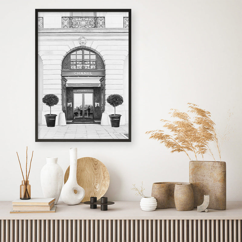 Shop 31 Rue Cambon B&W II Art Print a Paris France fashion style themed painted wall art print from The Print Emporium wall artwork collection - Buy Australian made fine art painting style poster and framed prints for the home and your interior decor room, TPE-746-AP