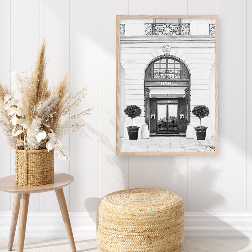 Shop 31 Rue Cambon B&W II Art Print a Paris France fashion style themed painted wall art print from The Print Emporium wall artwork collection - Buy Australian made fine art painting style poster and framed prints for the home and your interior decor room, TPE-746-AP