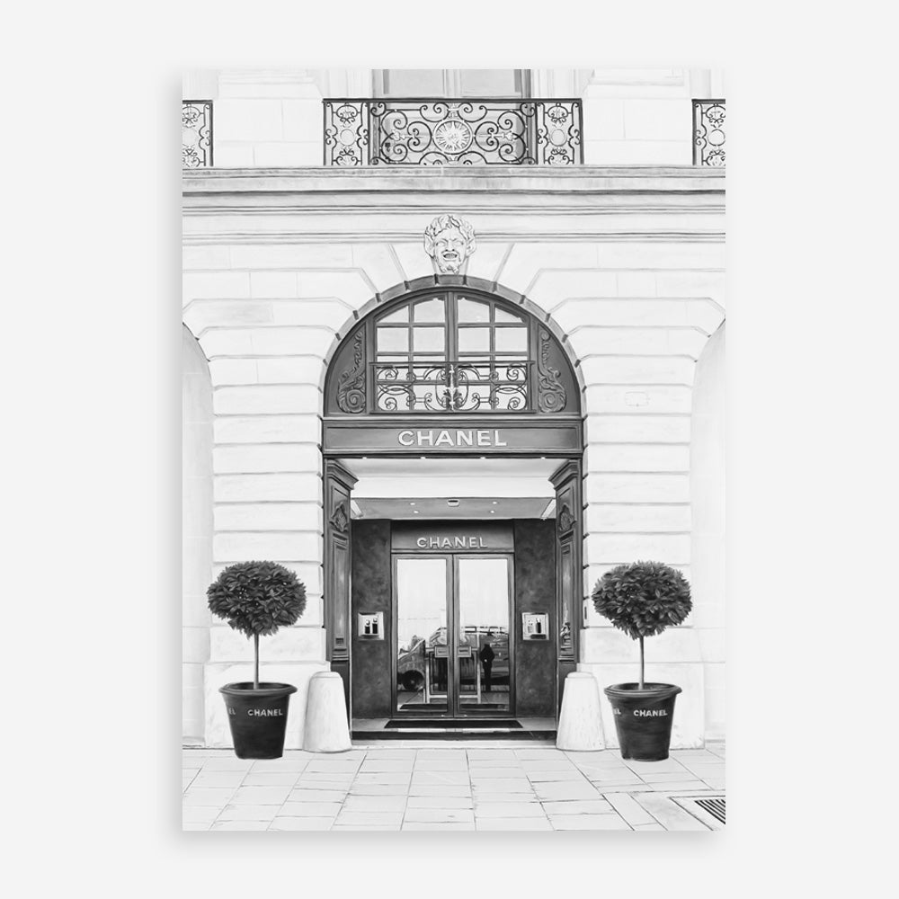 Shop 31 Rue Cambon B&W II Art Print a Paris France fashion style themed painted wall art print from The Print Emporium wall artwork collection - Buy Australian made fine art painting style poster and framed prints for the home and your interior decor room, TPE-746-AP
