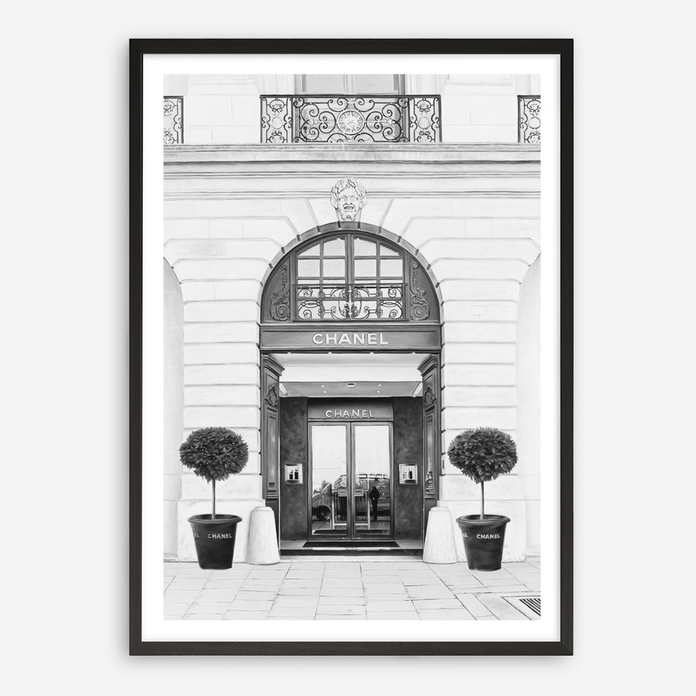 Shop 31 Rue Cambon B&W II Art Print a Paris France fashion style themed painted wall art print from The Print Emporium wall artwork collection - Buy Australian made fine art painting style poster and framed prints for the home and your interior decor room, TPE-746-AP