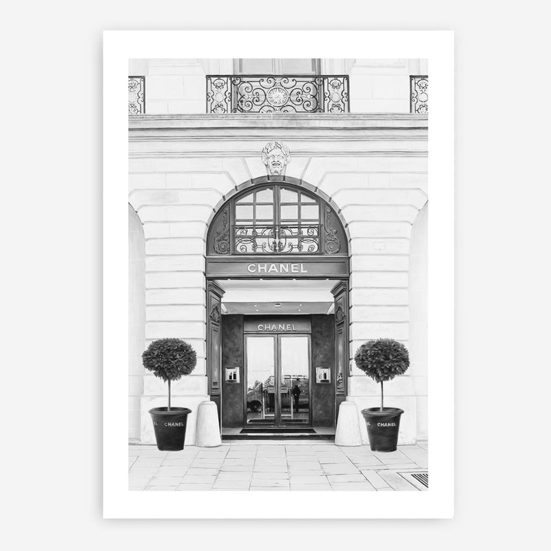 Shop 31 Rue Cambon B&W II Art Print a Paris France fashion style themed painted wall art print from The Print Emporium wall artwork collection - Buy Australian made fine art painting style poster and framed prints for the home and your interior decor room, TPE-746-AP