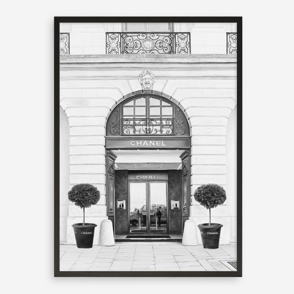 Shop 31 Rue Cambon B&W II Art Print a Paris France fashion style themed painted wall art print from The Print Emporium wall artwork collection - Buy Australian made fine art painting style poster and framed prints for the home and your interior decor room, TPE-746-AP