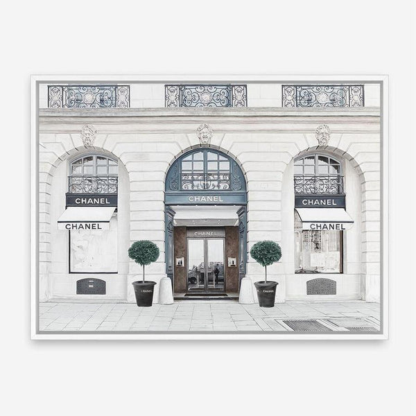 Shop 31 Rue Cambon I Canvas Print a Paris France Fashion style themed painted framed canvas wall art print from The Print Emporium artwork collection - Buy Australian made fine art painting style stretched canvas prints for the home and your interior decor space, TPE-745-CA-35X46-NF