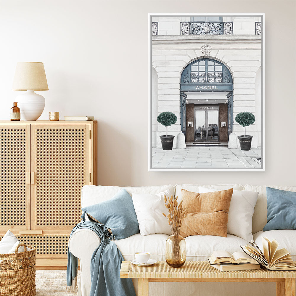 Shop 31 Rue Cambon II Canvas Print a Paris France Fashion style themed painted framed canvas wall art print from The Print Emporium artwork collection - Buy Australian made fine art painting style stretched canvas prints for the home and your interior decor space, TPE-773-CA-35X46-NF